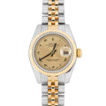 Rolex 179173 Lady-Datejust 26 mm 18K Yellow Gold Fluted Bezel Champagne Roman Dial Jubilee Bracelet Box and Papers 2009