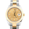 Rolex 126303 Datejust 41 mm 18K Yellow Gold Smooth Bezel Champagne Index Dial Oyster Bracelet Box and Papers 2018
